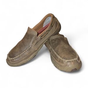 Twisted X Men's Original Slip-on Moccasins Loafers Tan Brown Leather Size 8.5